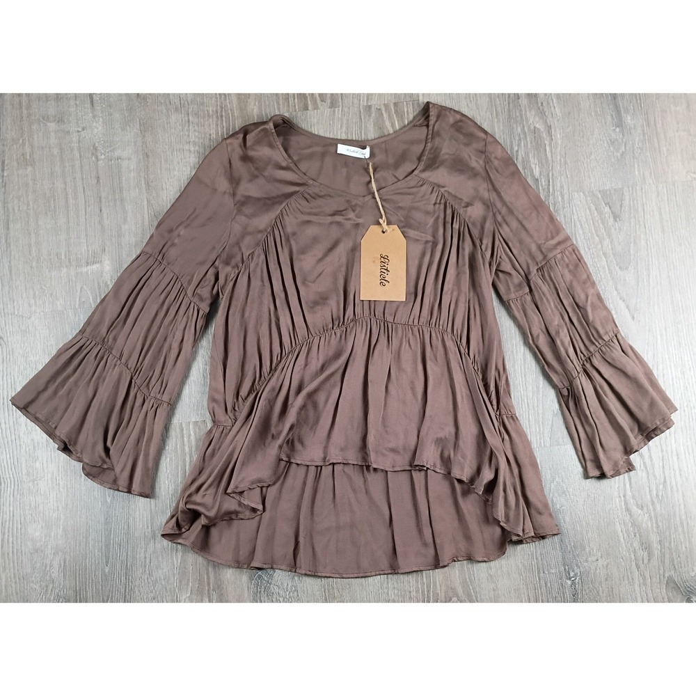 Mustard Seed Listicle Brown Flowy Blouse Top Babydoll Boho Festival NO SIZE‎ NEW
